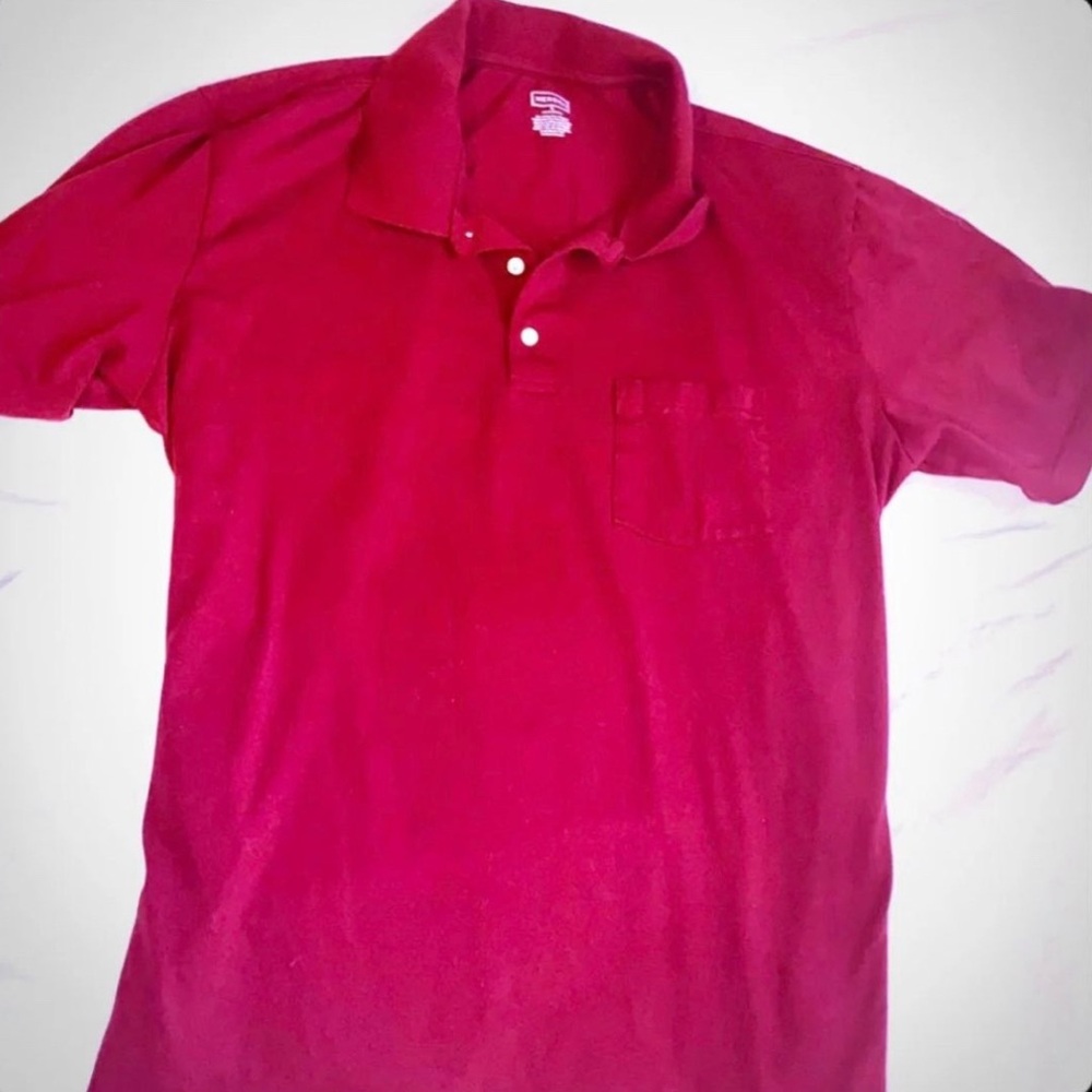 💞 Men’s XL Dark Red Single Pocket Polo Shirt